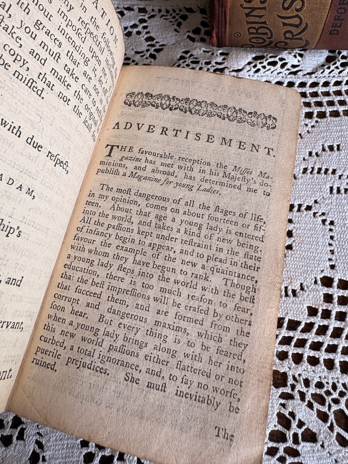 1776 Magasin des Enfans. The Young Ladies Magazine: or, Polite Tutoress.
