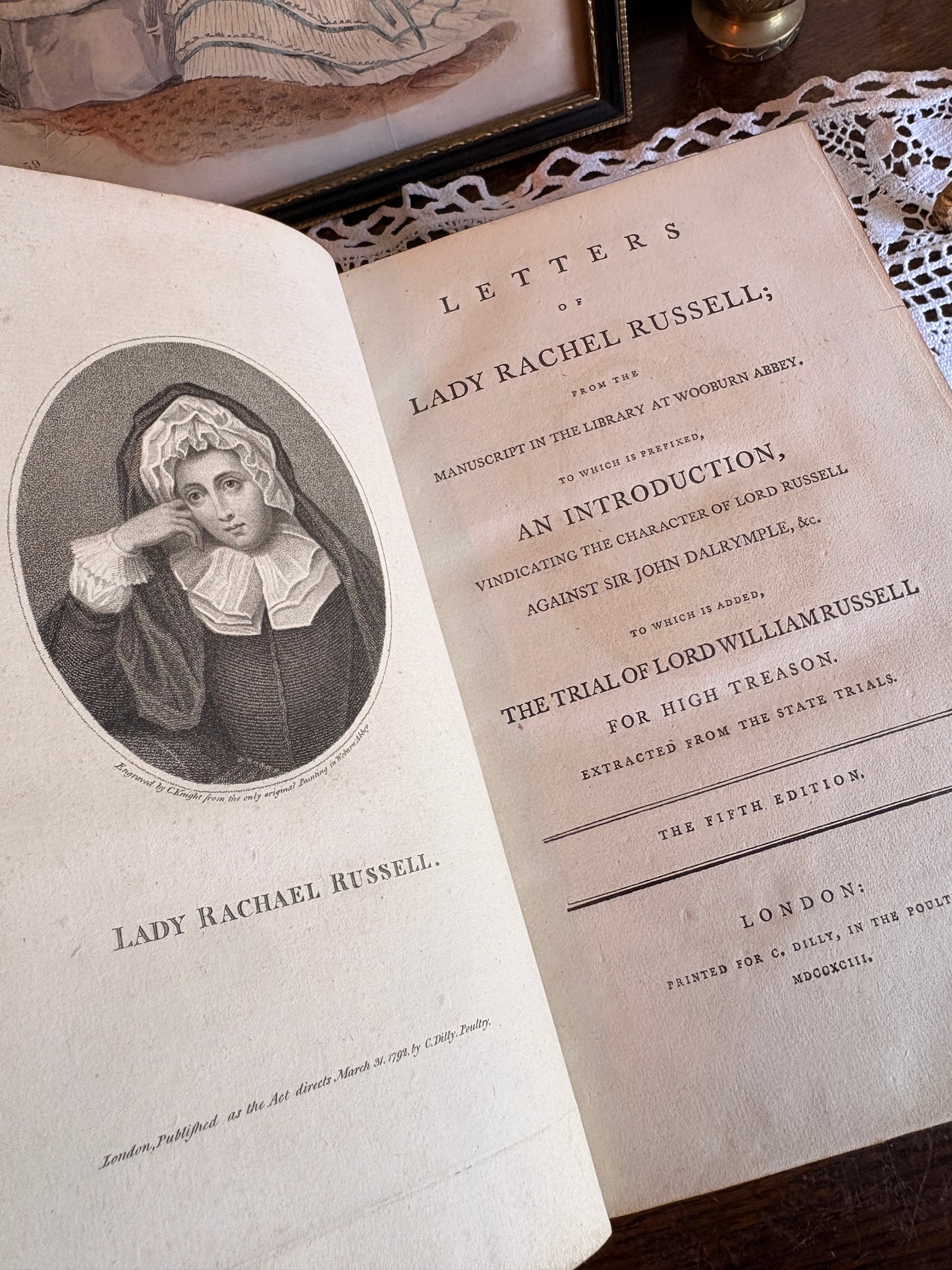1793 Letters of Lady Rachel Russell; From the Manuscript in the Library at Woburn Abbey. To Which is Prefixed, an Introduction, Vindicating the Character of Lord Russell Against Sir Dalrymple, etc. [Roger De Coverly Binding]