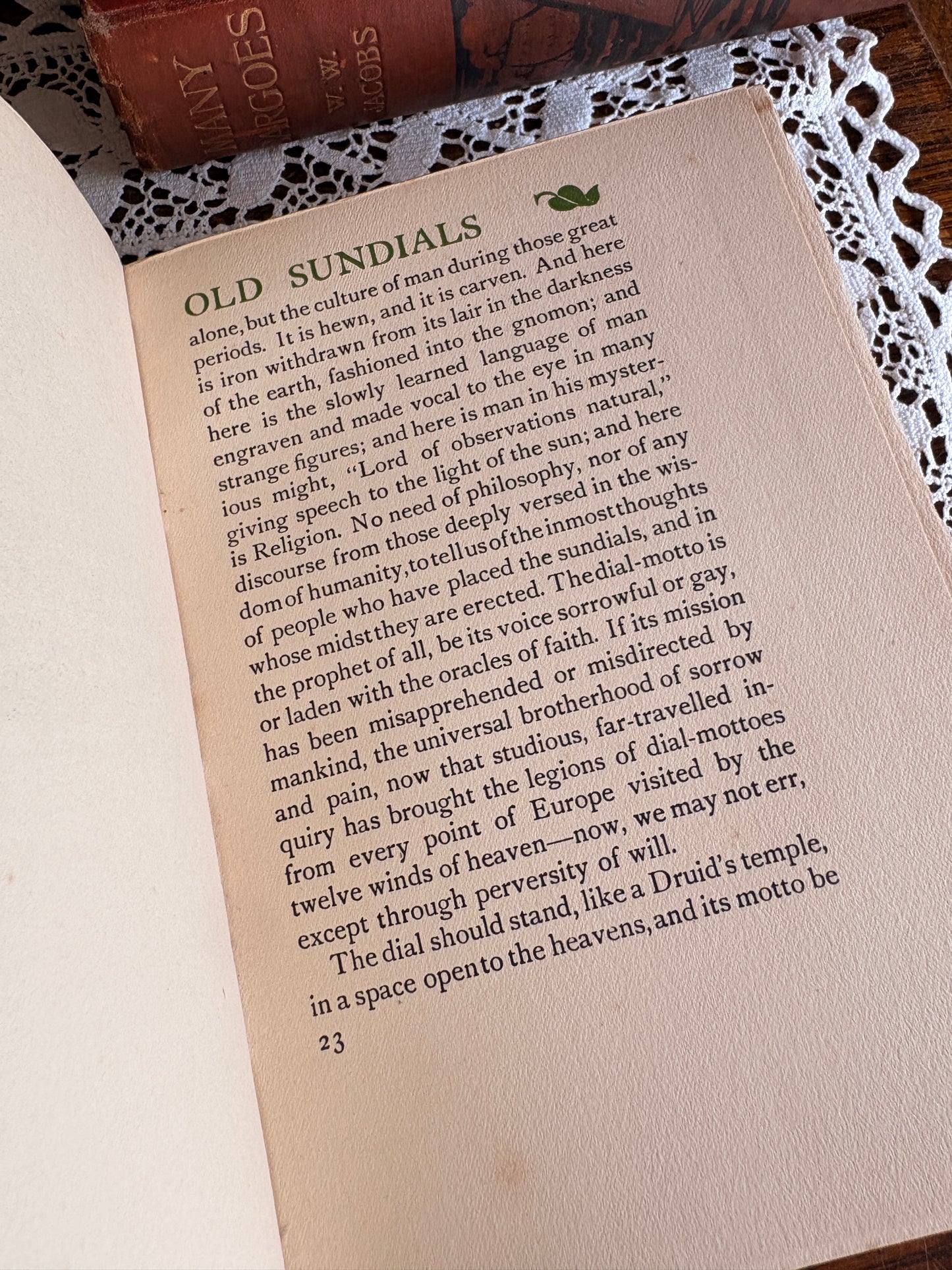1914 The Book of Old Sundials & their Mottoes: With Eight Illustrations in Colour by Alfred Rawlings and Thirty-Six Drawings of Some Famous Sundials by Warrington Hogg. Cover designed by Jessie M. King.