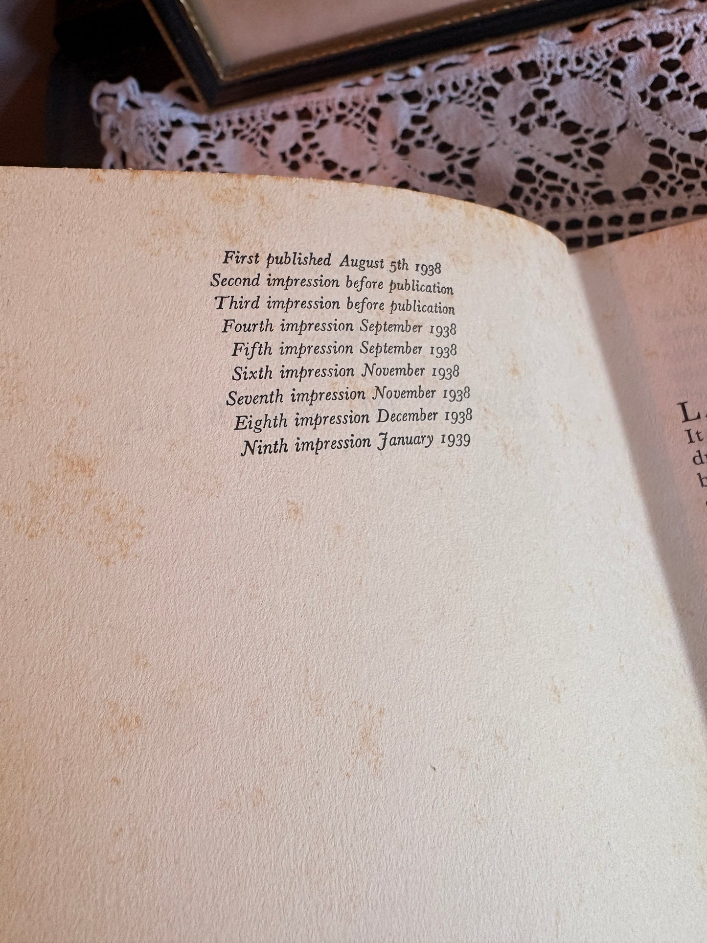 1939 Rebecca by Daphne Du Maurier - FIRST EDITION