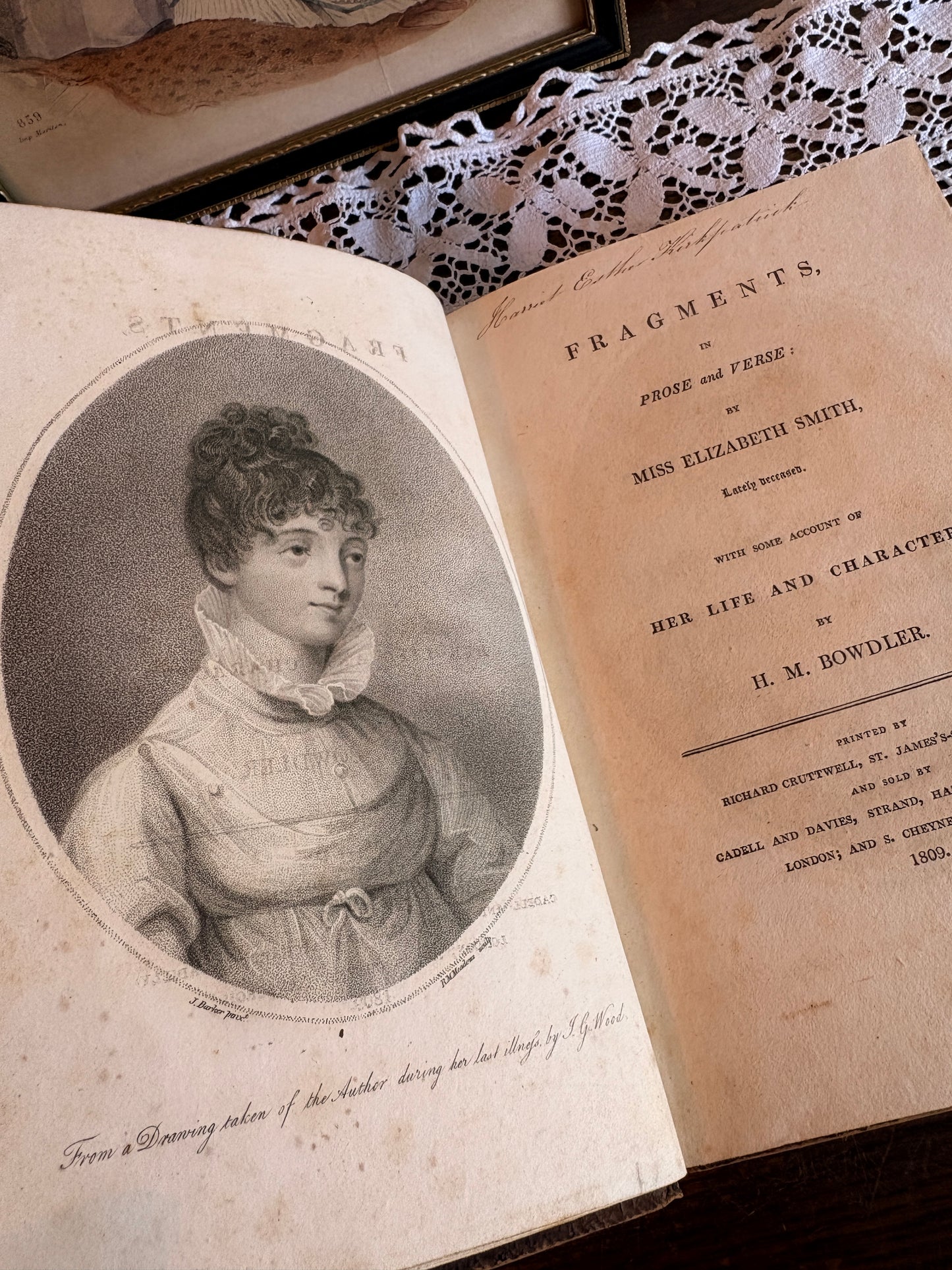 1809 Fragments in Prose and Verse by Miss Elizabeth Smith, Lately Deceased. With Some Account of her Life and Character by Henrietta Maria Bowdler