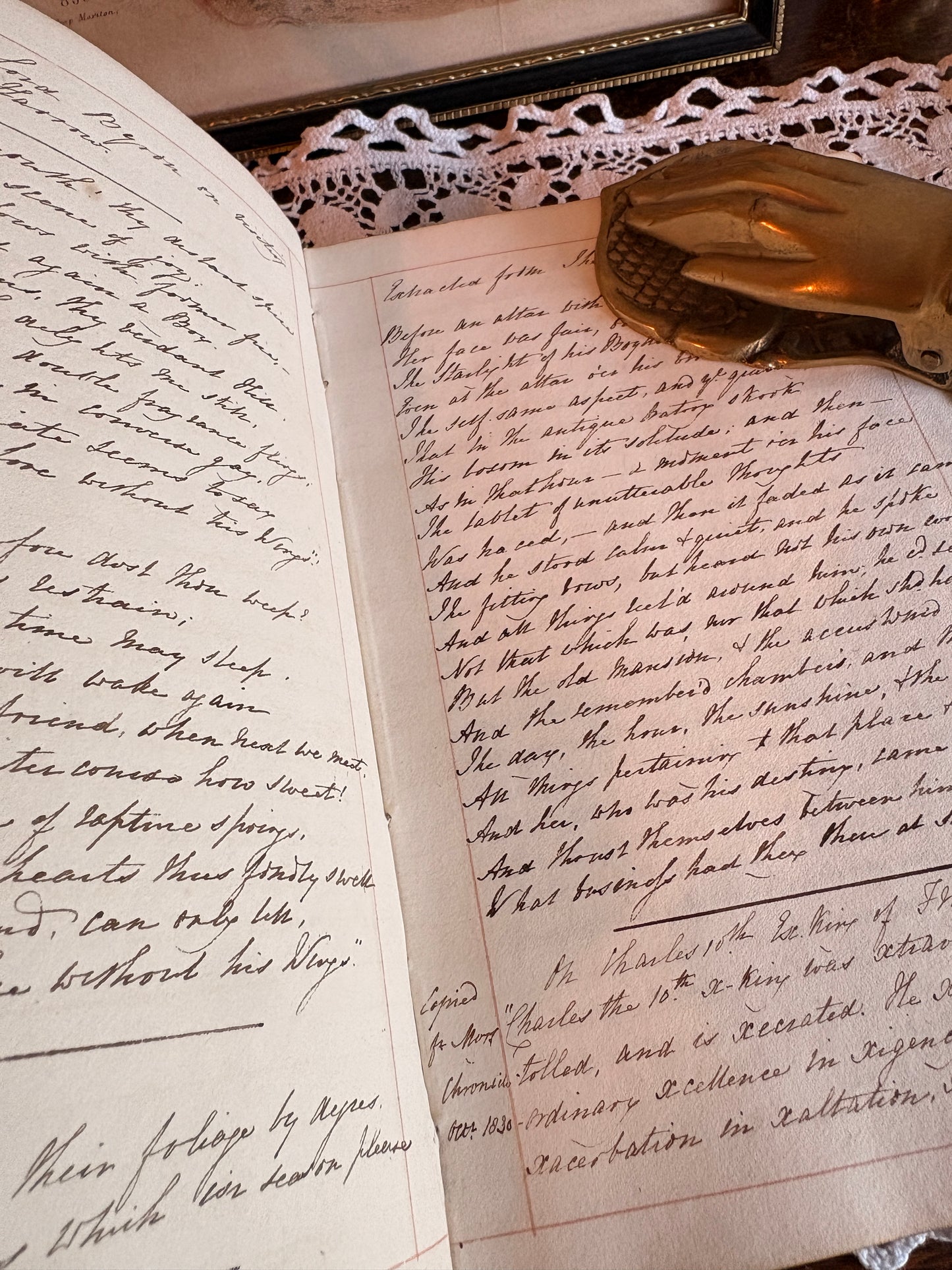 1830s Victorian Handwritten Manuscript Book Written by Frances Sprot