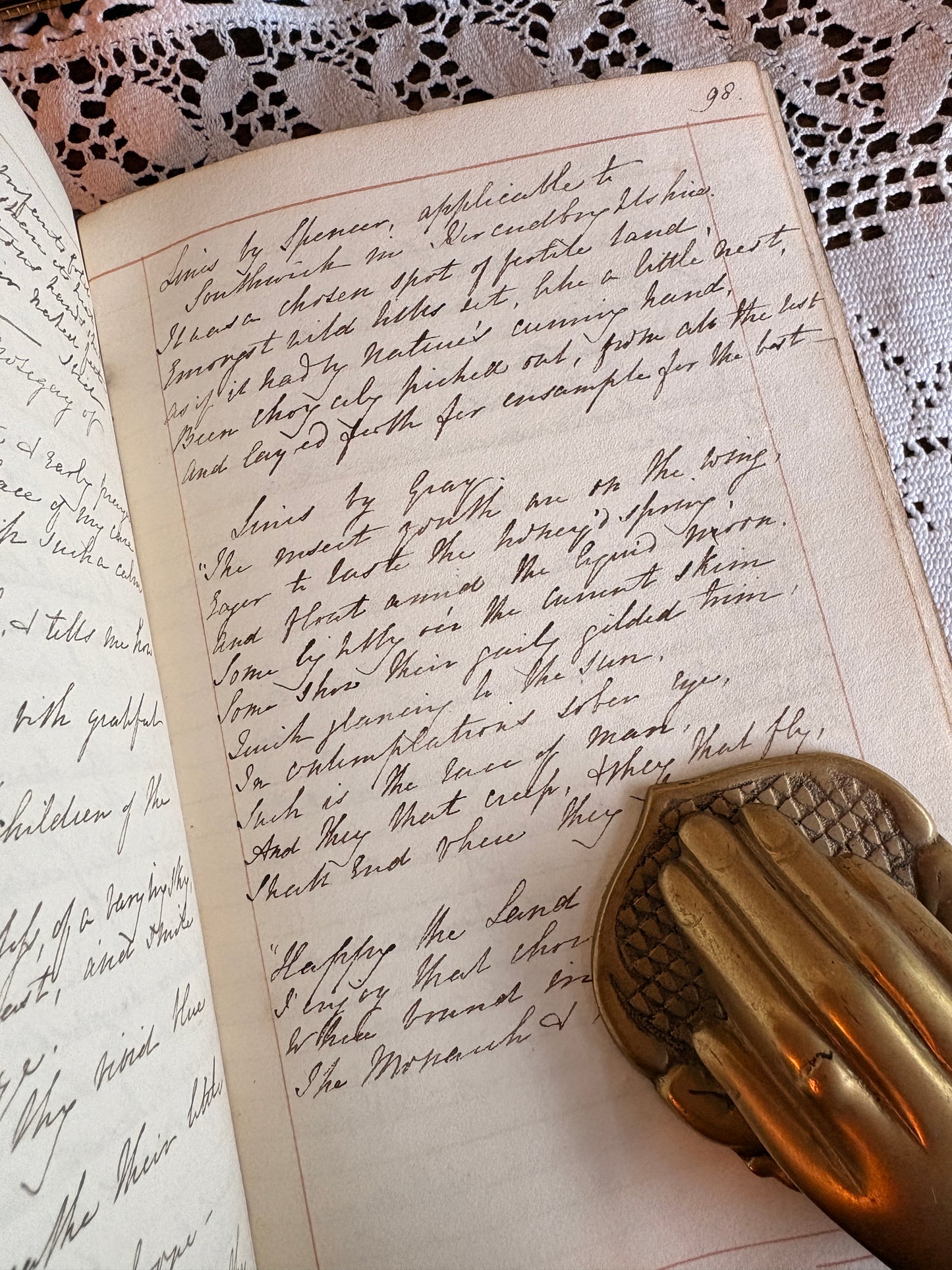 1830s Victorian Handwritten Manuscript Book Written by Frances Sprot