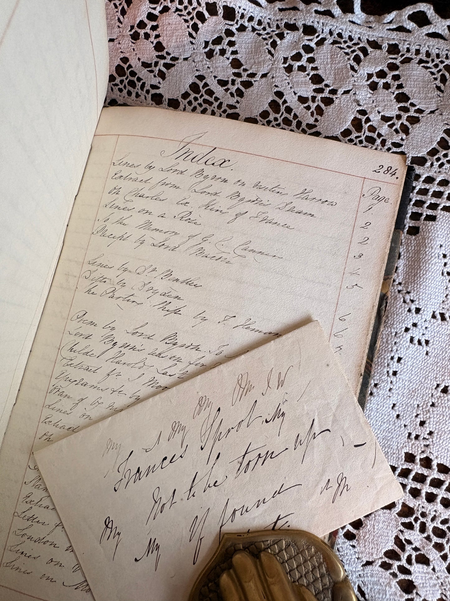 1830s Victorian Handwritten Manuscript Book Written by Frances Sprot