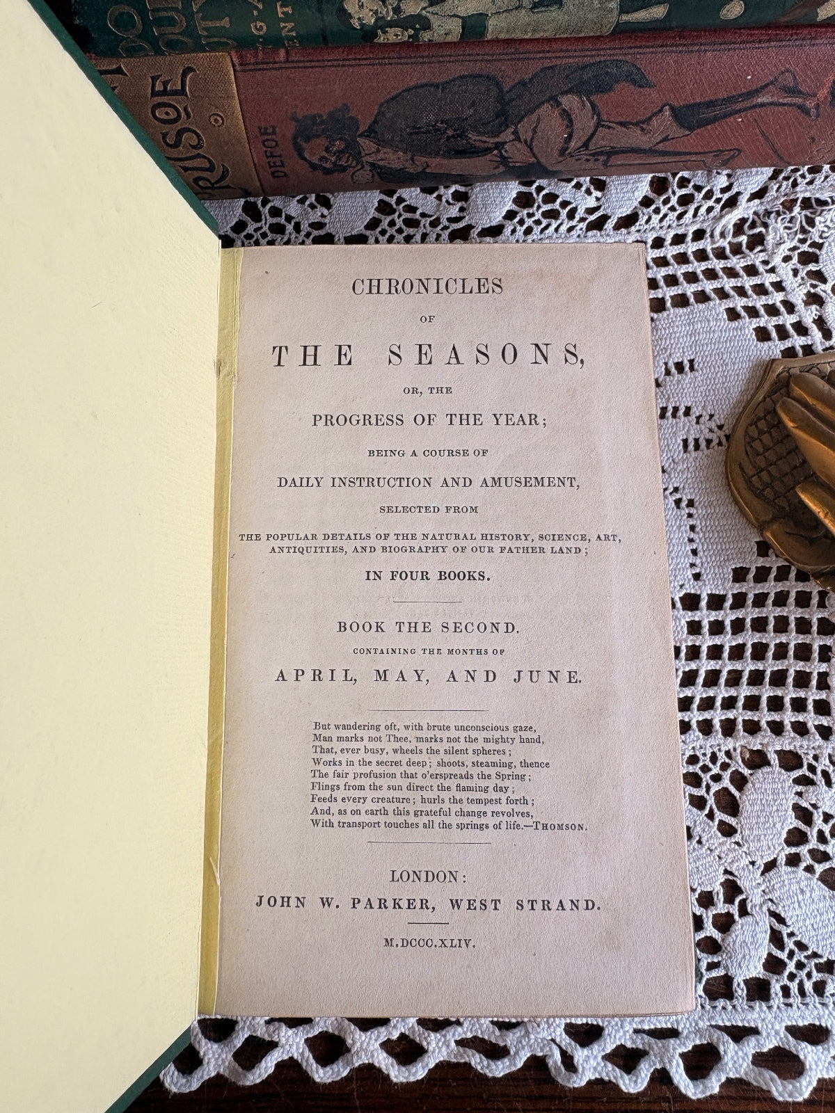 1844 Chronicles of the Seasons, or, the Progress of the Year - First Edition